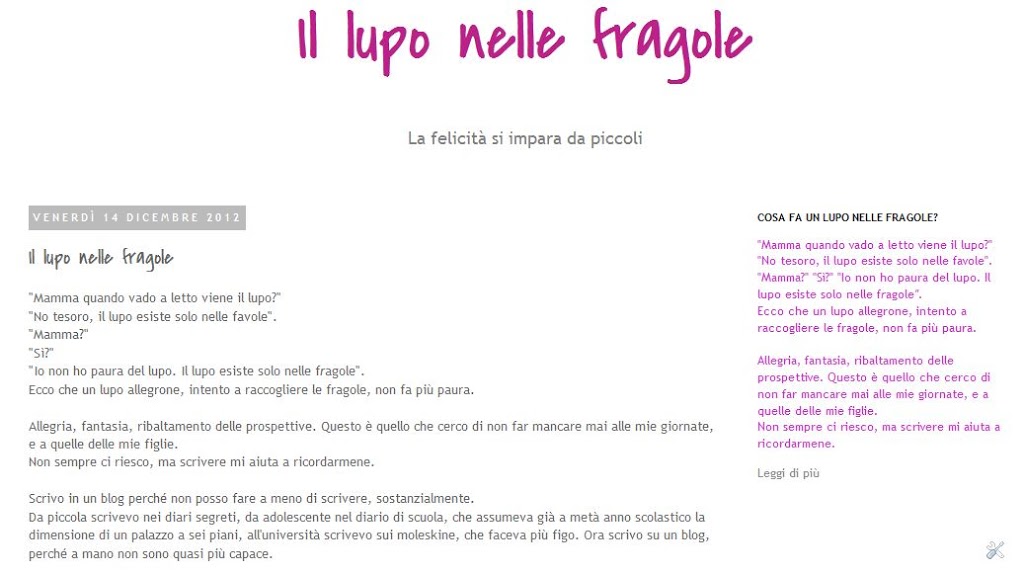 E questo sarebbe il primo post del blog?